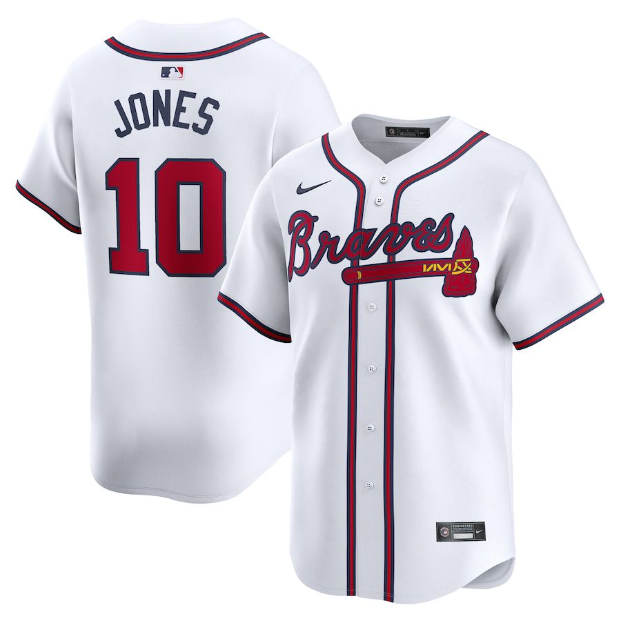 Men Atlanta Braves #10 Chipper Jones Nike White Home Limited Player MLB Jersey